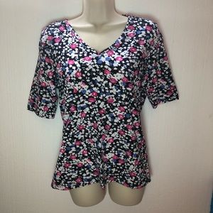 Jones New York Sport Womens Floral VNeck Top Large